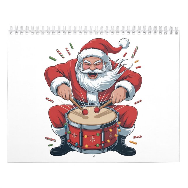 Calendario Santa Playing Drums Christmas Drummer Xmas  (Tapa)