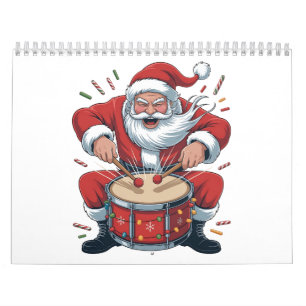 Calendario Santa tocando la batería Baterista de Navidad Xmas