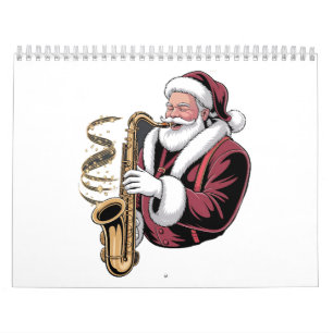 Calendario Santa tocando saxofón Músico de Navidad Saxofonist