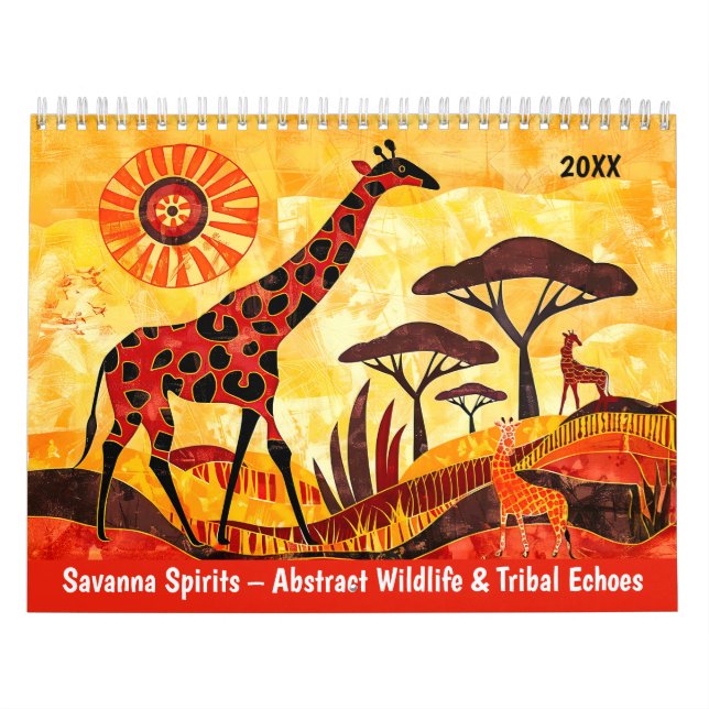 Calendario Savanna Spirits – Abstract Wildlife & Tribal Echoe (Tapa)