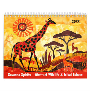 Calendario Savanna Spirits – Fauna y ecos tribales abstractos