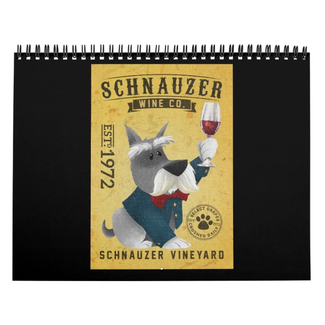 Calendario Schnauzer Dog Wine Funny Schnauzer Dog Lover (Tapa)