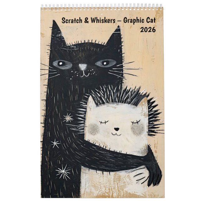 Calendario Scratch & Whiskers – Graphic Cat Calendar 2026 (Tapa)