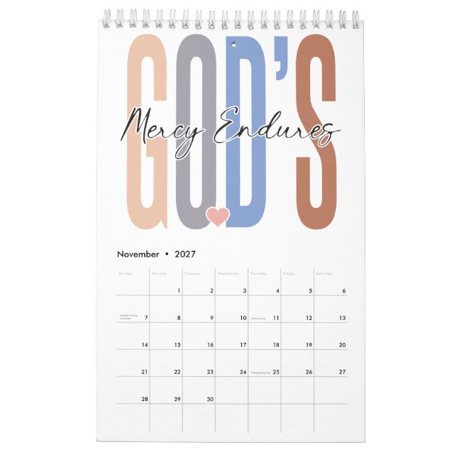 Calendario Sé la luz, inspira, motiva, ayuda, amor, esperanza (Nov 2027)