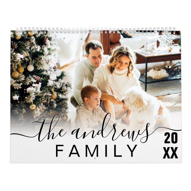 Calendario Sencilla y elegante foto de la familia de guiones  (Tapa)