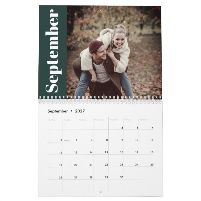 Calendario Sencilla y moderna foto de Personalizado familiar  (Sep 2027)