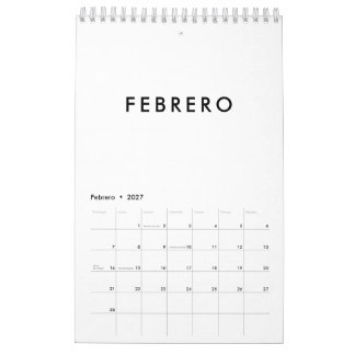 Calendario Sencillo Elegante Minimalista Español Blanco y Neg