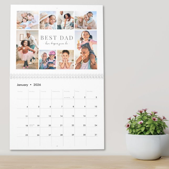 Calendario Sencillo mejor papá fotocolage (Simple Best Dad Photo Collage Calendar)