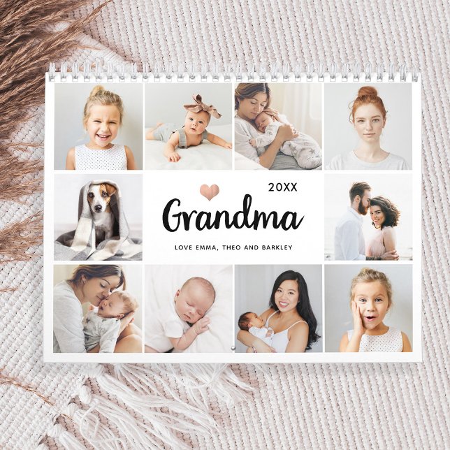 Calendario Sencillo y Moda | Collage de fotos cardíaco para l (A sweet and simple photo collage calendar for grandma)