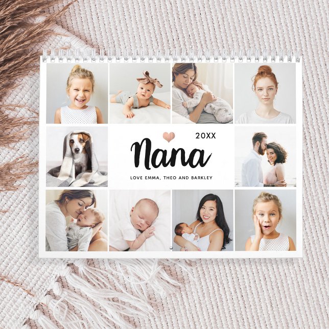 Calendario Sencillo y Moda | Collage de fotos cardíaco para N (A sweet and simple photo collage calendar for nana)