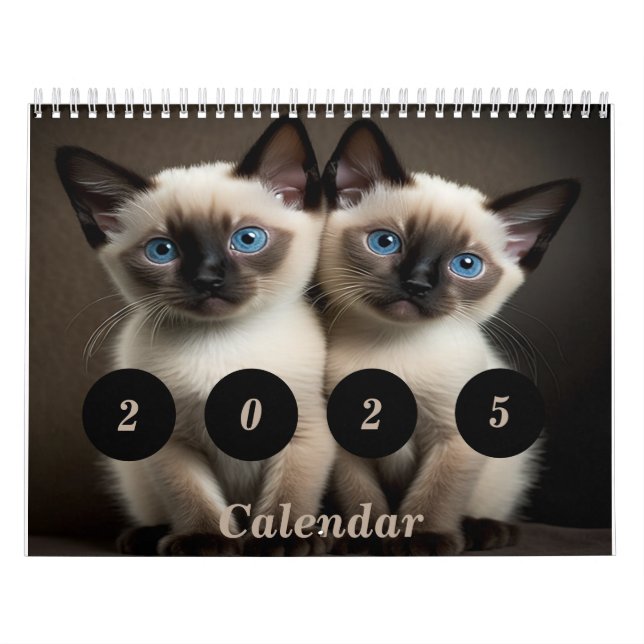 Calendario Siamés De Personalizados De Gatito Para (Tapa)