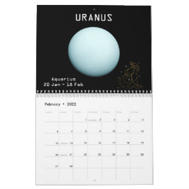Calendario Signos de estrella Purpurina de Planetas Zodiac 12