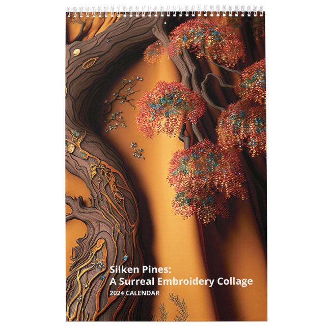 Calendario Silken Pines: Collage surrealista de bordados (Tapa)