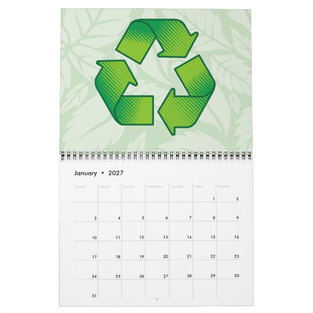 Calendario Símbolo de reciclaje (Jan 2027)