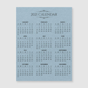 Calendario simple 2021 sobre tarjeta magnética de