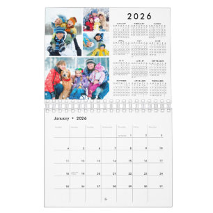 Calendario Simple 4 Fotos Por Mes 2026 Año en Vista