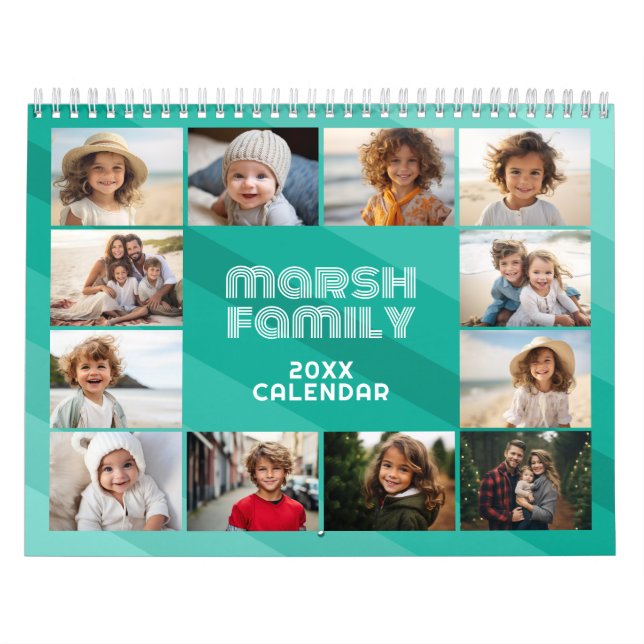 Calendario Simple banda retro moderna con foto completa cada  (Tapa)