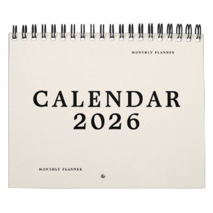 Calendario Simple Black Beige USA America Weekly Planner 2025