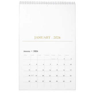 Calendario Simple Clean Typography Design