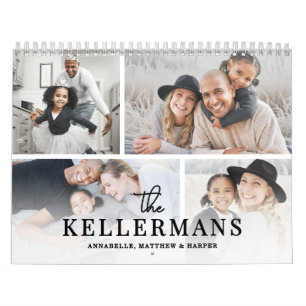 Calendario Simple Collage de 4 Fotos Personalizadas 2027