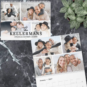 Calendario Simple Collage de 4 Fotos Personalizadas 2027