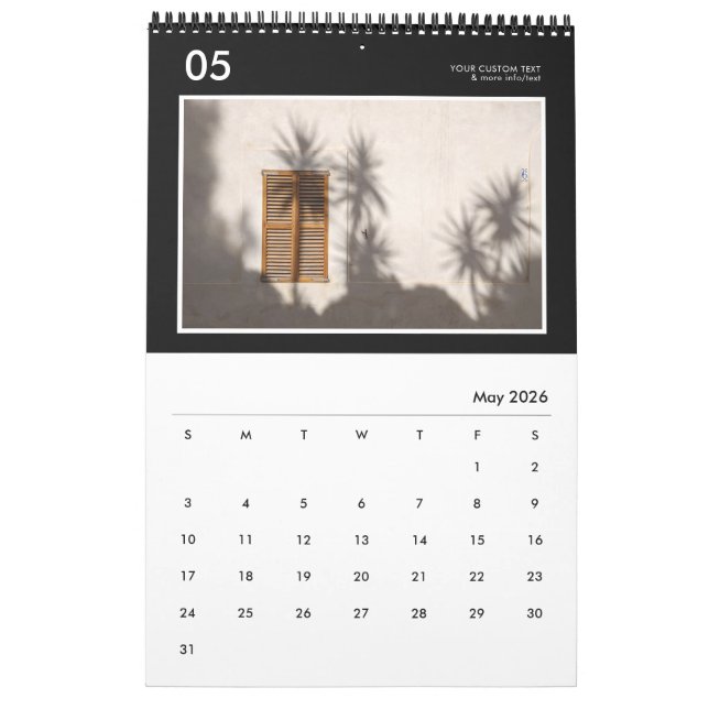 Calendario simple de fotos de Personalizados blanc (May 2026)