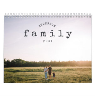 Calendario Simple máquina de escribir Minimalista foto famili