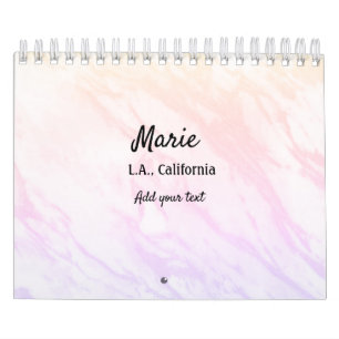 Calendario simple minimal añade tu nombre texto mármol ciudad