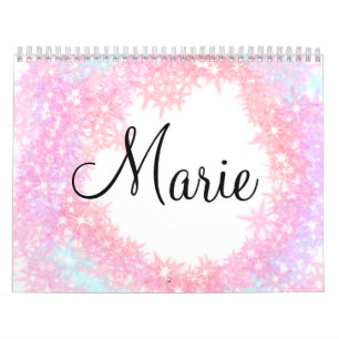 Calendario simple minimal texto rosa claro añade tu nombre fe