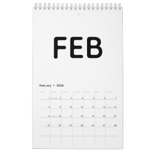 Calendario Simple Moderno Minimalista en Negro y Blanco