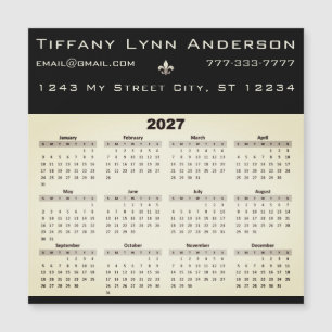 Calendario Simple Moderno Negro y Marfil Beige