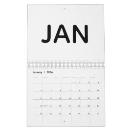 Calendario Simple Negro y Blanco 2026