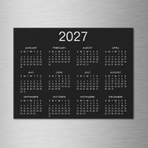 Calendario Simple Negro y Blanco 2027