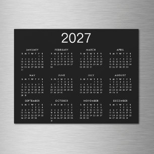 Calendario Simple Negro y Blanco 2027