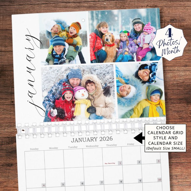 Calendario Simple Photo Collage 4 Per Month Script Calendar (Subido por el creador)