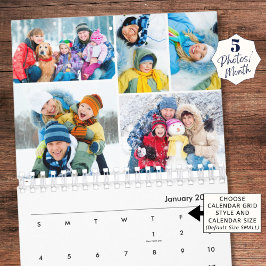 Calendario Simple Photo Collage 5 Per Month