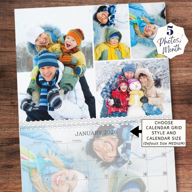 Calendario Simple Photo Collage 5 Per Month Custom (Subido por el creador)