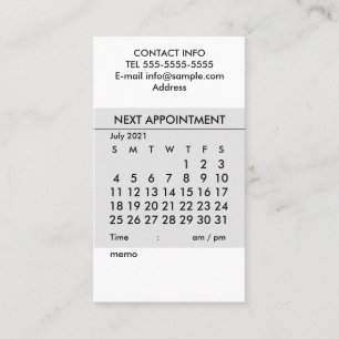 Calendario simple tarjeta de presentación de julio