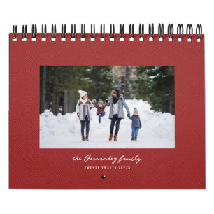 Calendario Simple tweed clásico de espiga roja familiar