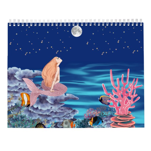 Calendario sirena mirando la luna (Reverso)
