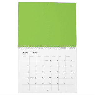 Calendario Sitio web con fondo verde y borde blanco