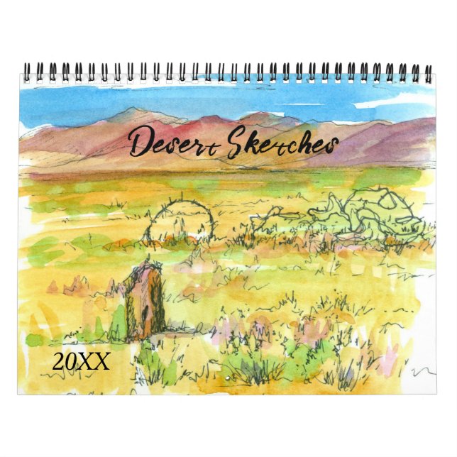 Calendario Sketches del Desierto Viajan por Nevada Watercolor (Tapa)