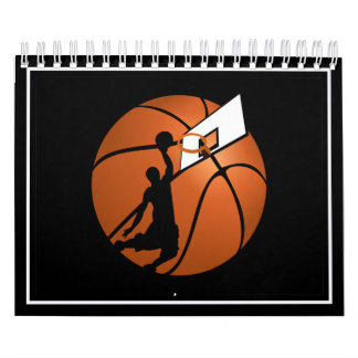 Calendario Slam Dunk Baloncesto Jugador con Hoop en una bola