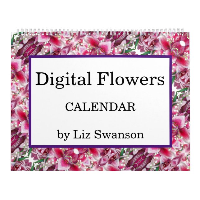 Calendario Sm, Med, Lg - Flores digitales (Tapa)
