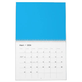 Calendario Solid Cyan Blue Background | Summer Minimal Style