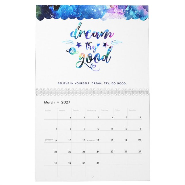 Calendario Soñar. Prueba. Hazlo bien. (Mar 2027)