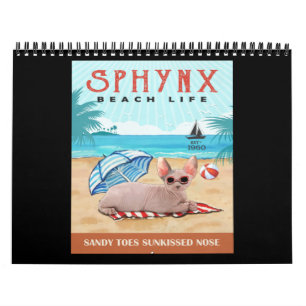 Calendario Sphynx Cat Beach Life Sandy Toes Sunkissed Nariz