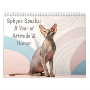 Calendario Sphynx Habla: Arte de Humor Felino Mensual Editabl