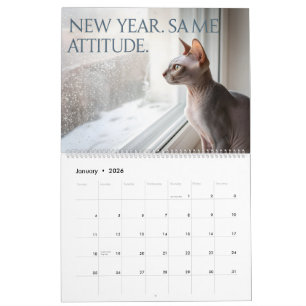 Calendario Sphynx Habla: Arte de Humor Felino Mensual Editabl