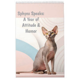 Calendario Sphynx Speaks: Editable Monthly Cat Humor Art